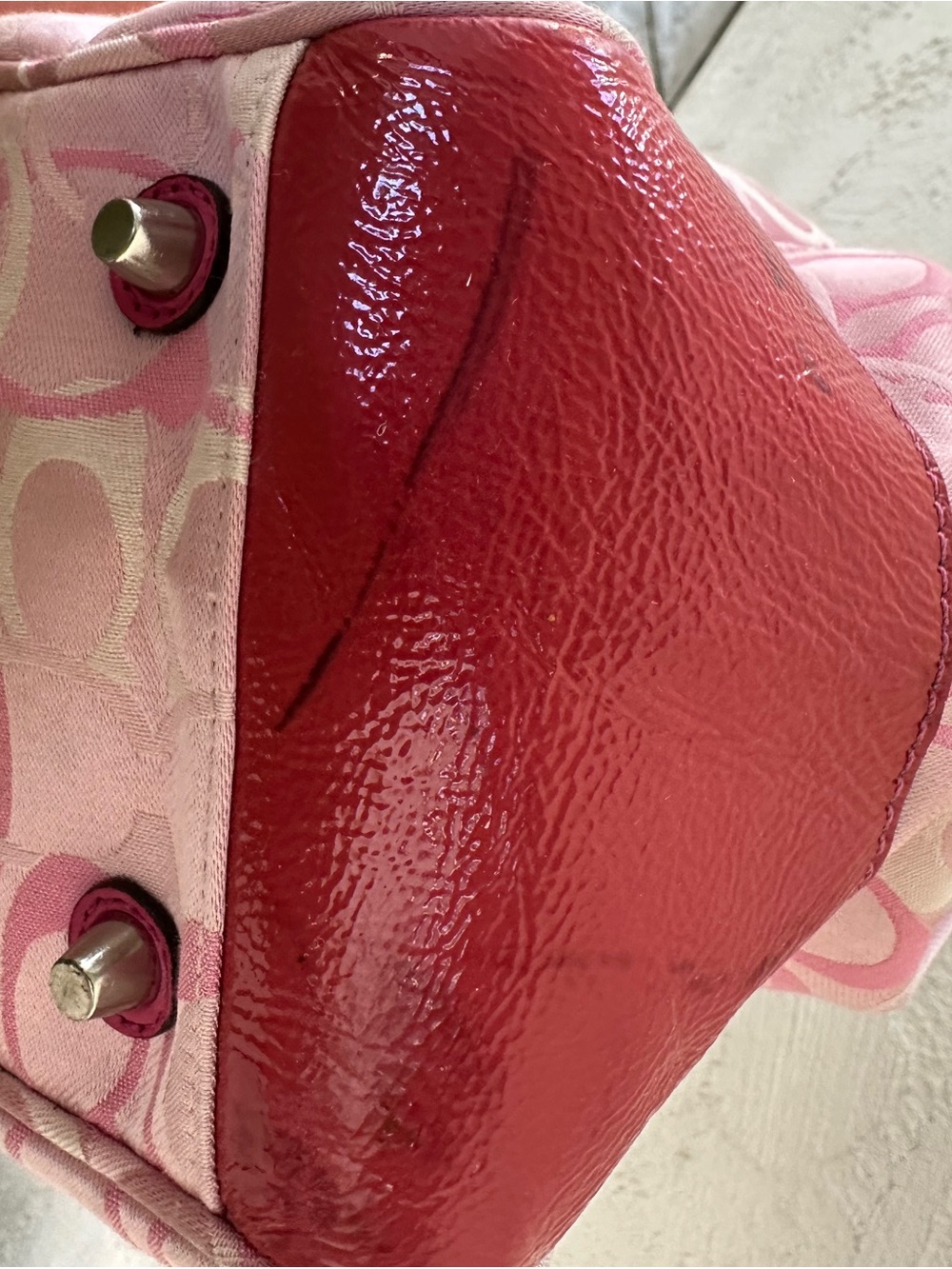 Coach Y2K Pink Signature Diaper Bag Tote with Hot Pink Patent LeatherTrim 2010 - Picture 6 of 10